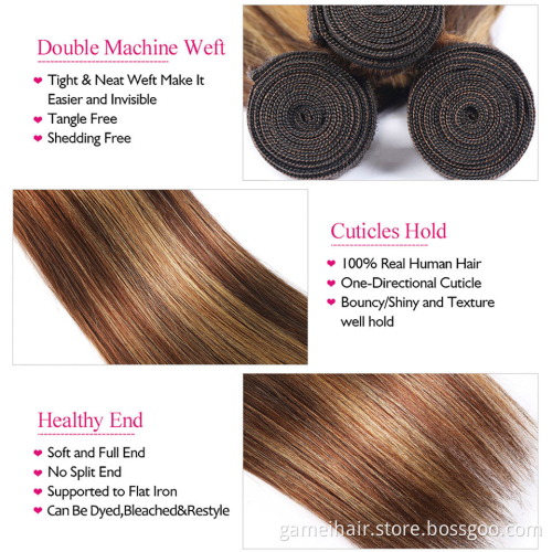 GMWIG Raw Cuticle Aligned Hair Indian Hair Bundle Unprocessed 12a Grade P4/27 Peruvian Remy Virgin Human Hair Vendor